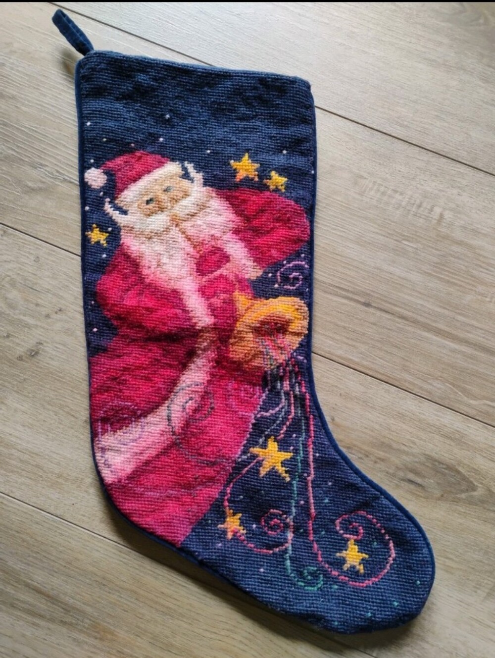 Vintage 1990s Lillian Vernon needlepoint stocking Santa